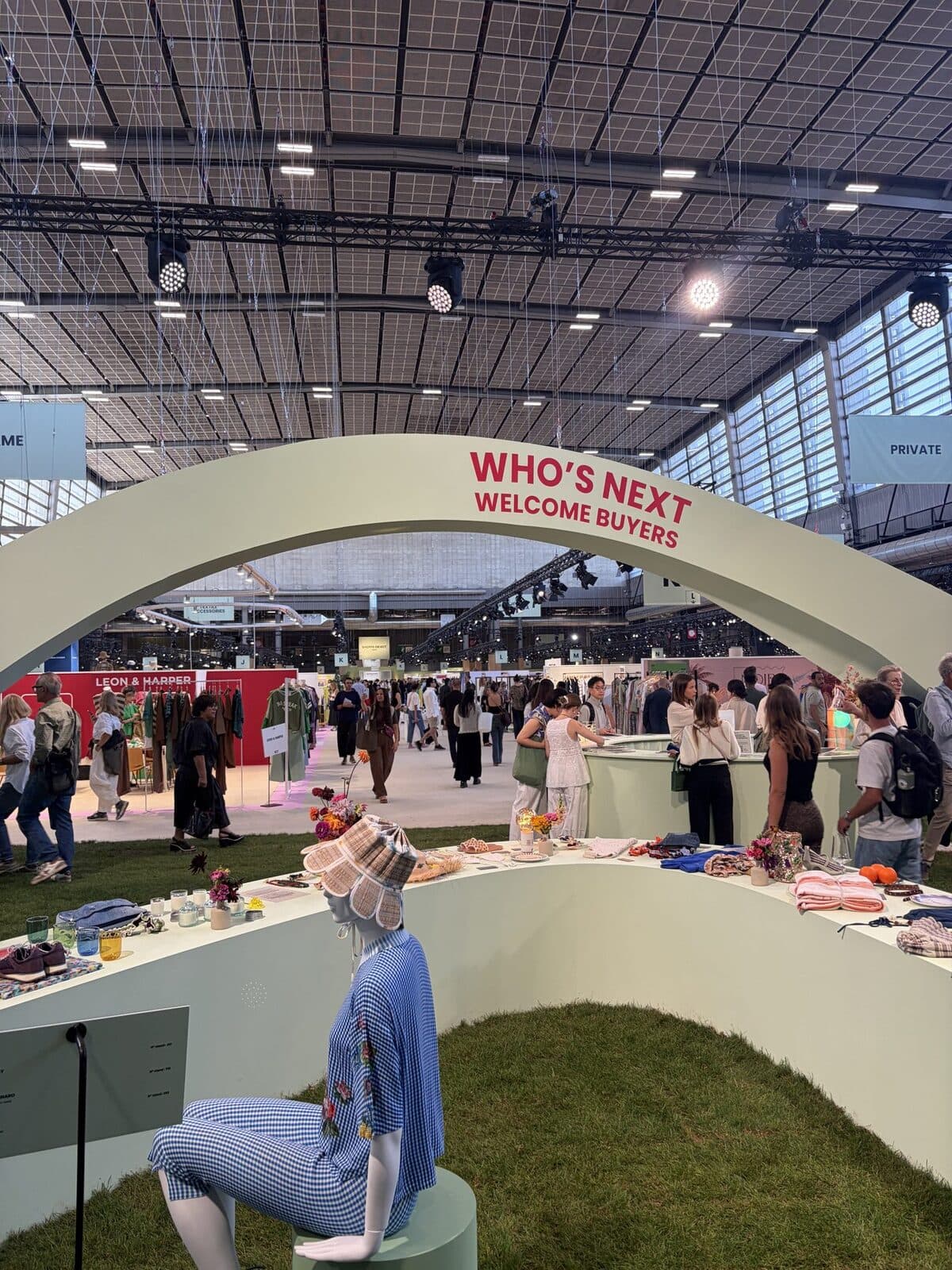 The Who's Next welcome buyers arch at the entrance of the hall