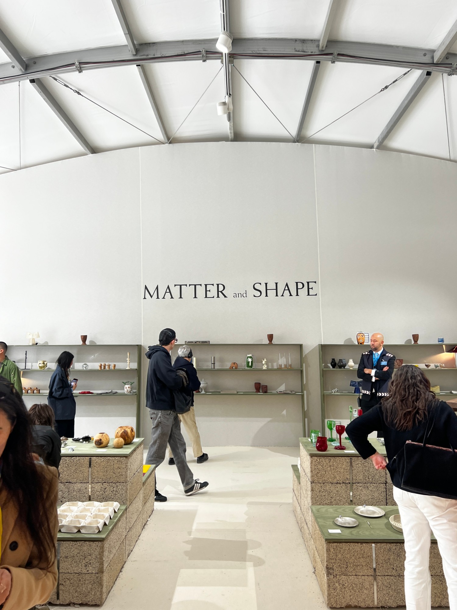 A design stand at Matter and Shape with objects displayed under the Matter and Shape signage.